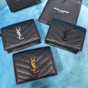 Saint Laurent Black Card Holder with Gold Logo